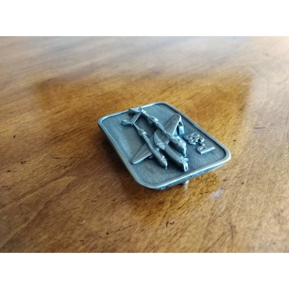 Vtg 1981 P-38 Lockheed Lightning WW2 Fight Plane The Belt Buckle Connection Belt